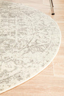 Waken Round Rug - White Silver.