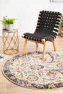 Waken Round Rug - Ivory Peacock.