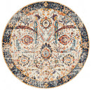 Waken Round Rug - Ivory Peacock.