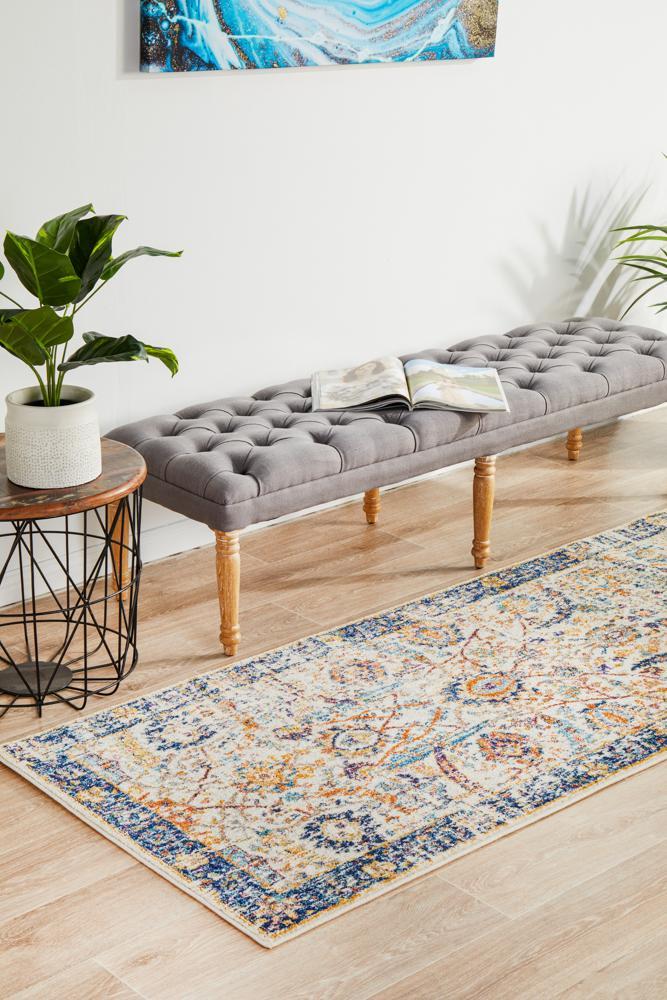 Waken Runner Rug - Ivory Peacock.