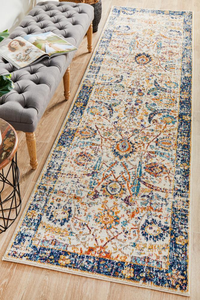 Waken Runner Rug - Ivory Peacock.