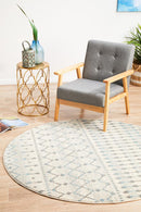 Waken Round Rug - White Slate.