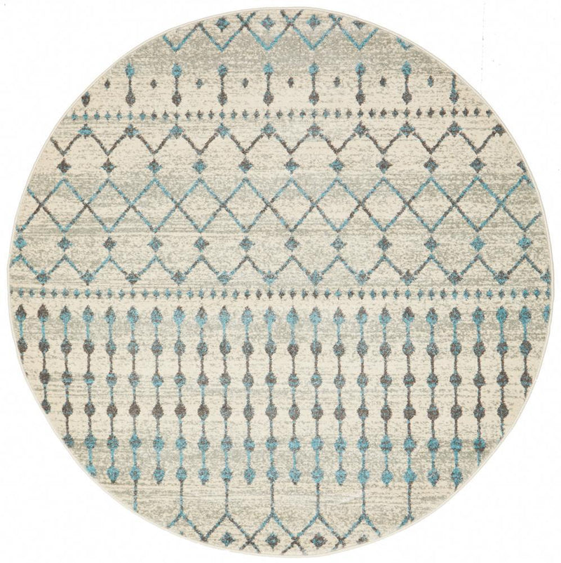 Waken Round Rug - White Slate.