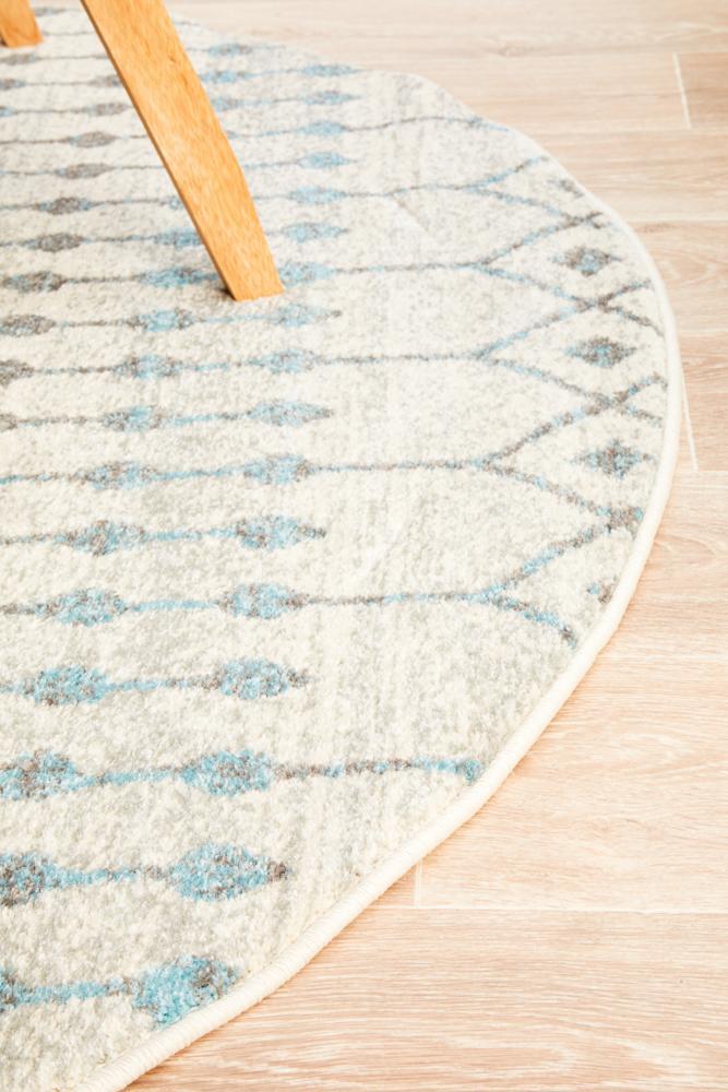 Waken Round Rug - White Slate.