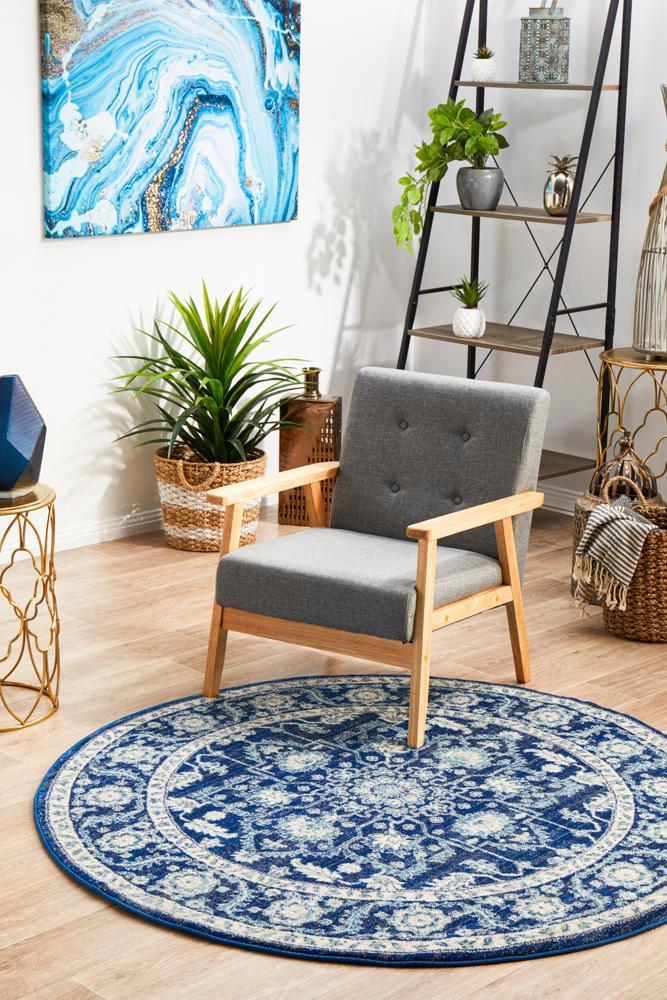 Waken Round Rug - Navy II.