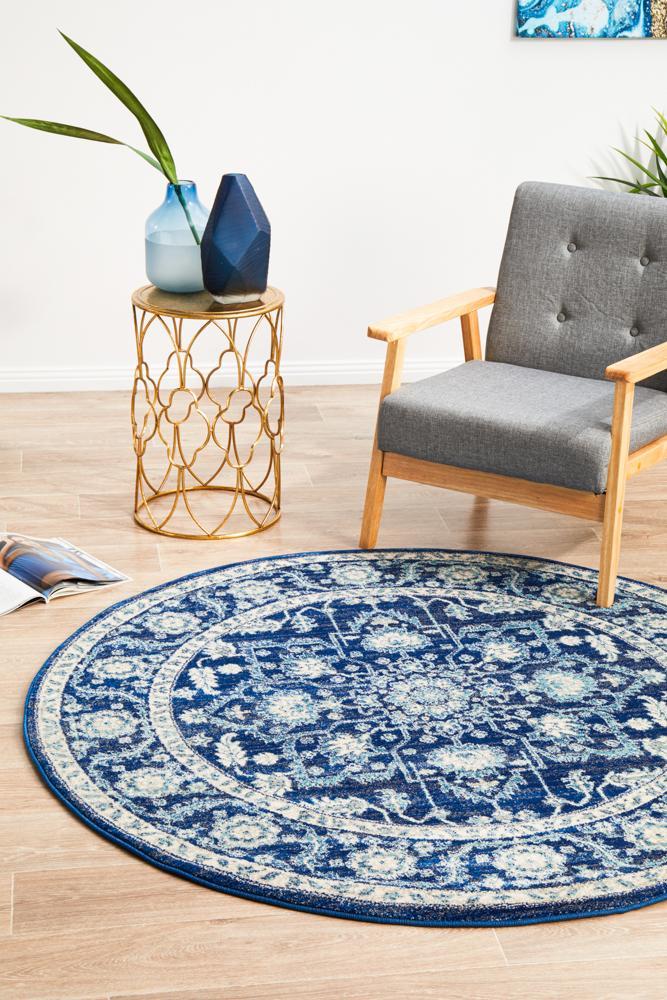 Waken Round Rug - Navy II.