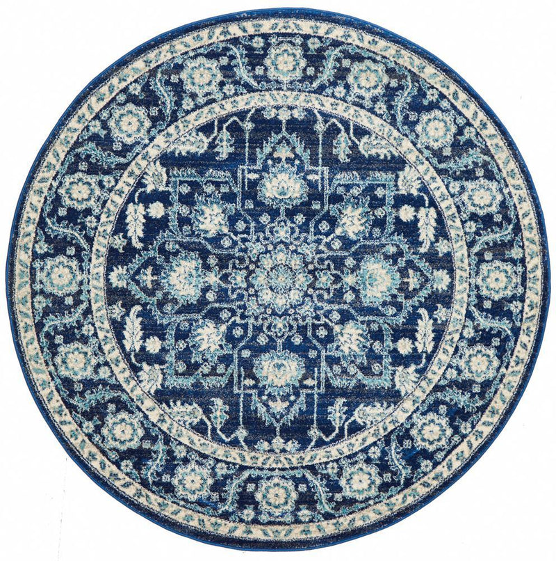 Waken Round Rug - Navy II.
