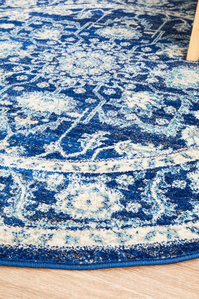 Waken Round Rug - Navy II.