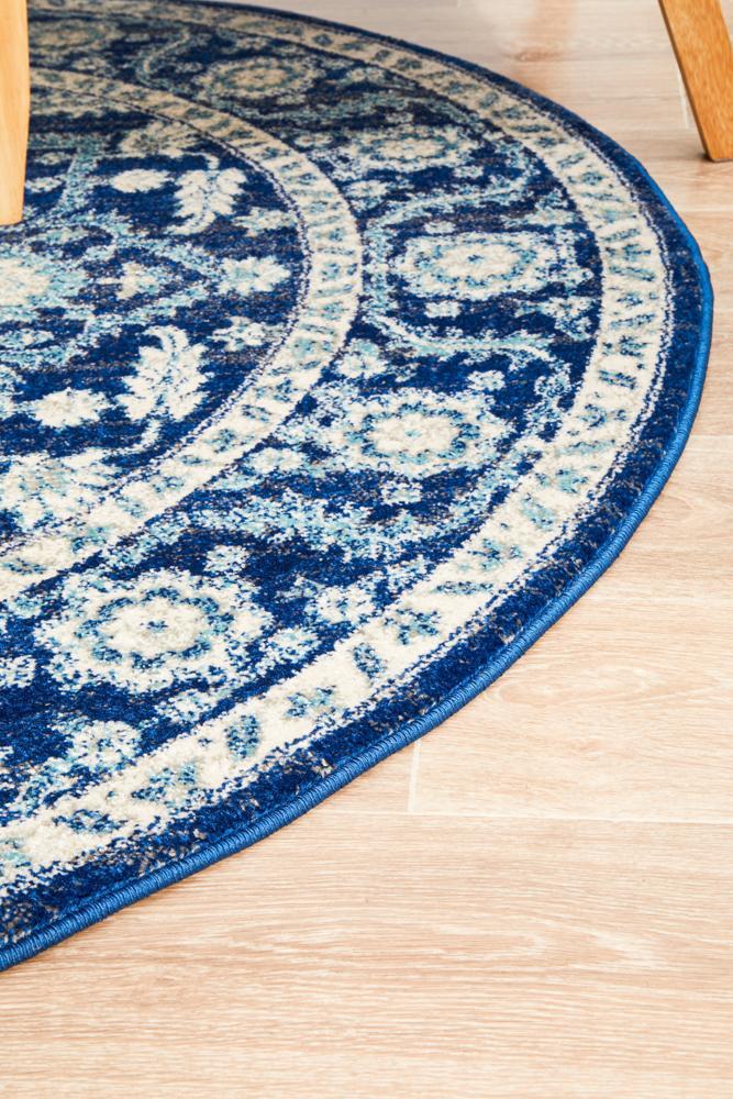 Waken Round Rug - Navy II.