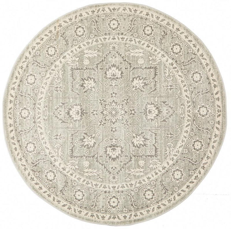 Waken Round Rug - Silver Flower.