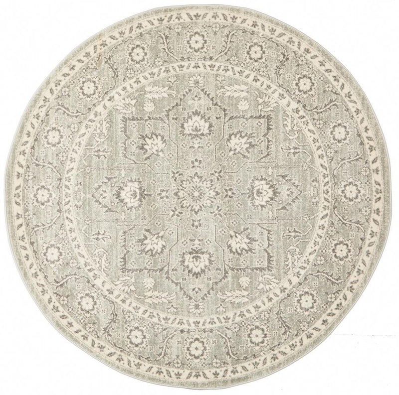 Waken Round Rug - Silver Flower.