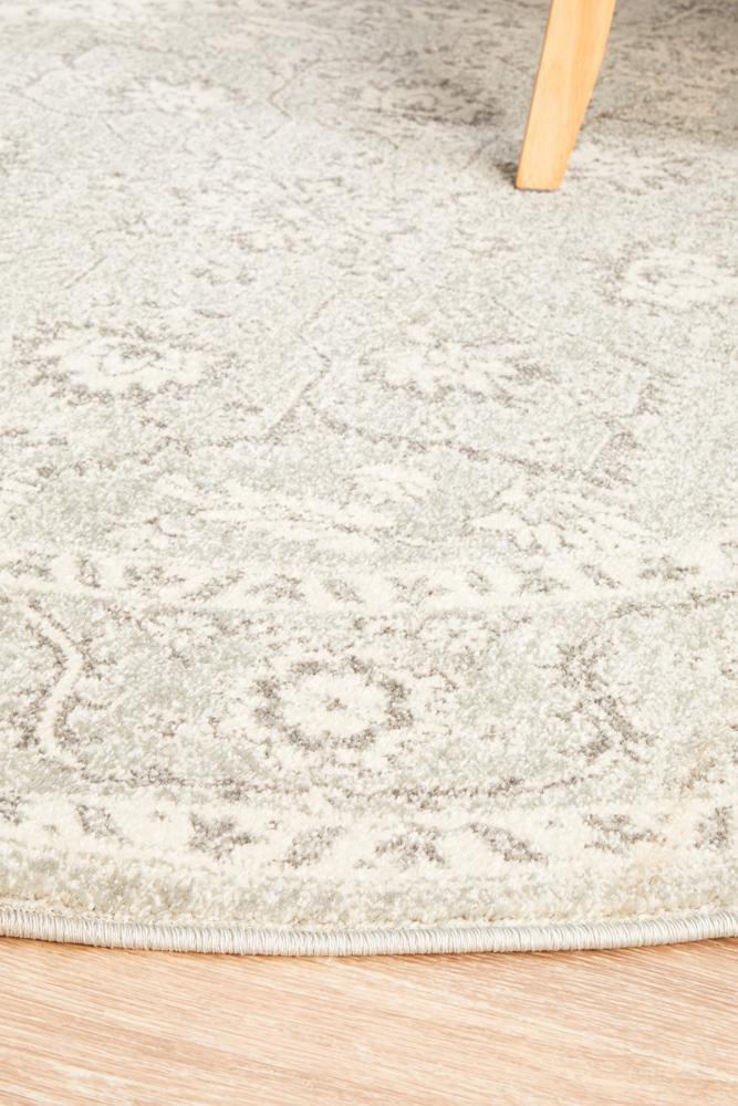 Waken Round Rug - Silver Flower.