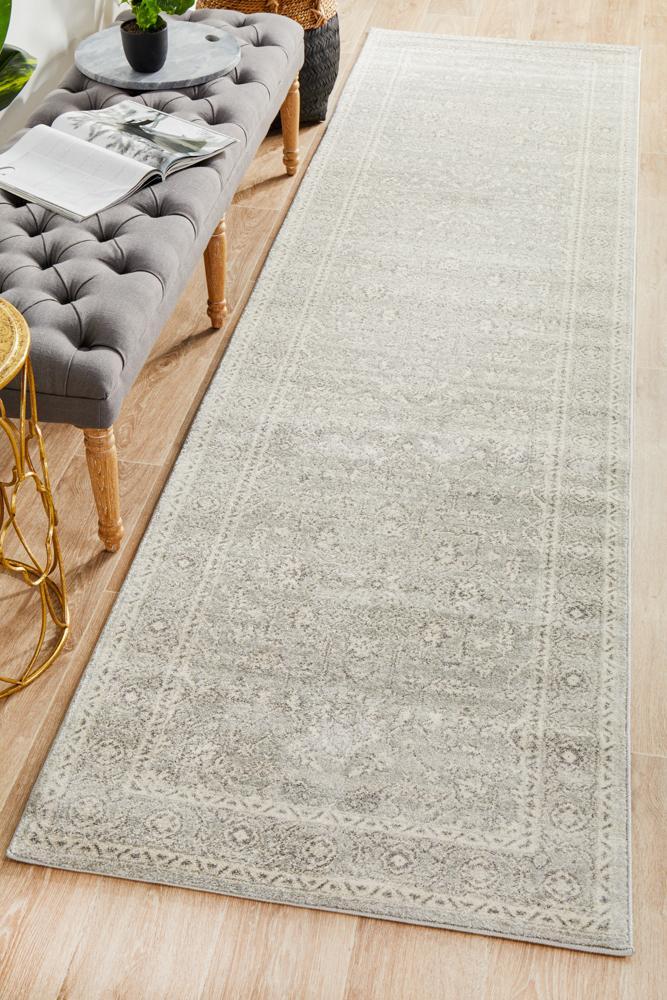 Waken Runner Rug - Silver Flower.