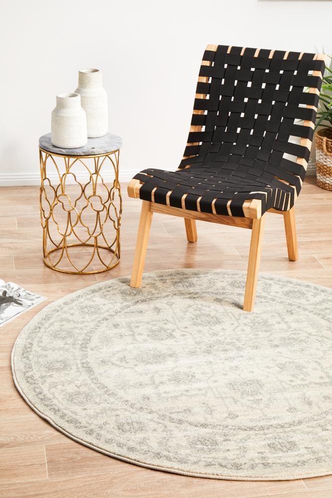 Waken Round Rug - White Winter.