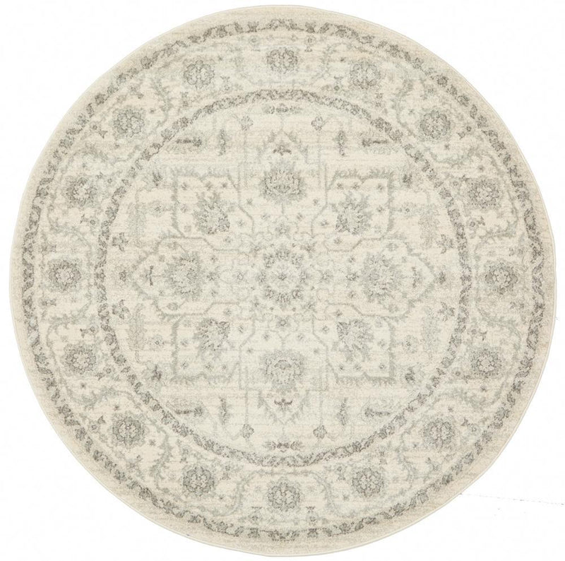 Waken Round Rug - White Winter.