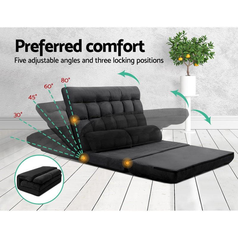 Glidden 2 Seater Floor Sofa Bed - Charcoal
