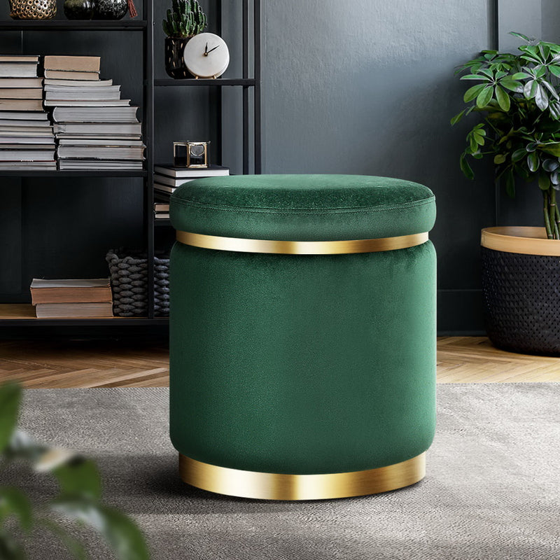 Ottoman Round Velvet Foot Stool Foot Rest Pouffe Padded Seat Pouf Home Decor.