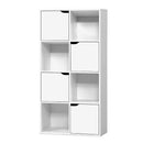 Display Shelf 8 Cube Storage 4 Door Cabinet Organiser Bookshelf Unit White.