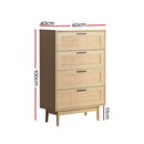 Rattan 4 Chest of Drawers