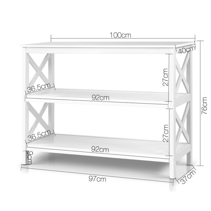 Wooden Storage Console Table - White