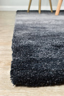 Black Grey Ombre Shaggy Rug.