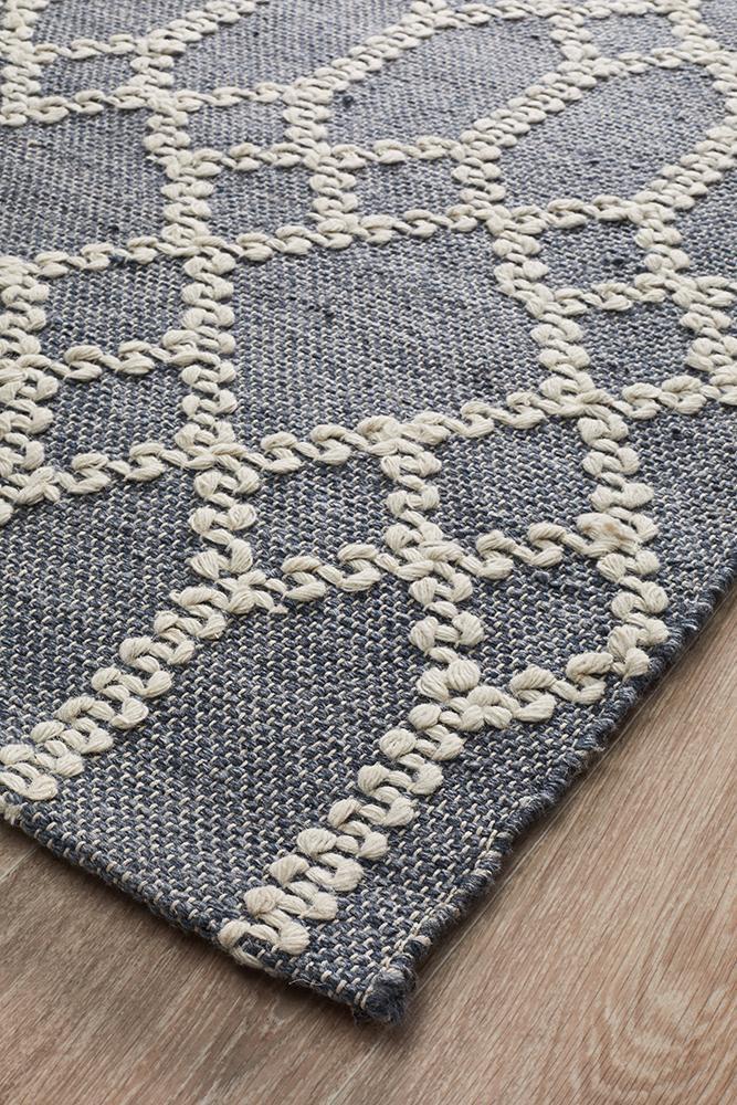 Krisha Tribal Trellis Rug Rustic Blue.