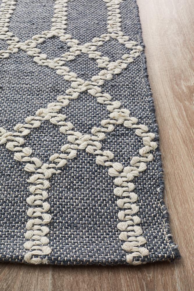 Krisha Tribal Trellis Rug Rustic Blue.