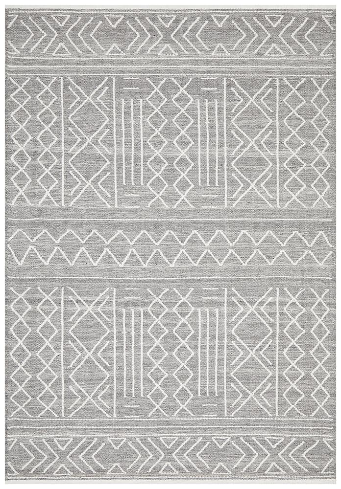 Arya Stitch Woven Rug Silver Grey.