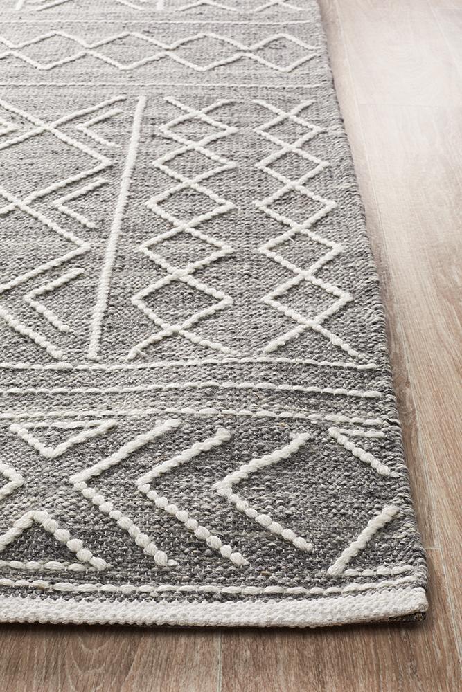 Arya Stitch Woven Rug Silver Grey.