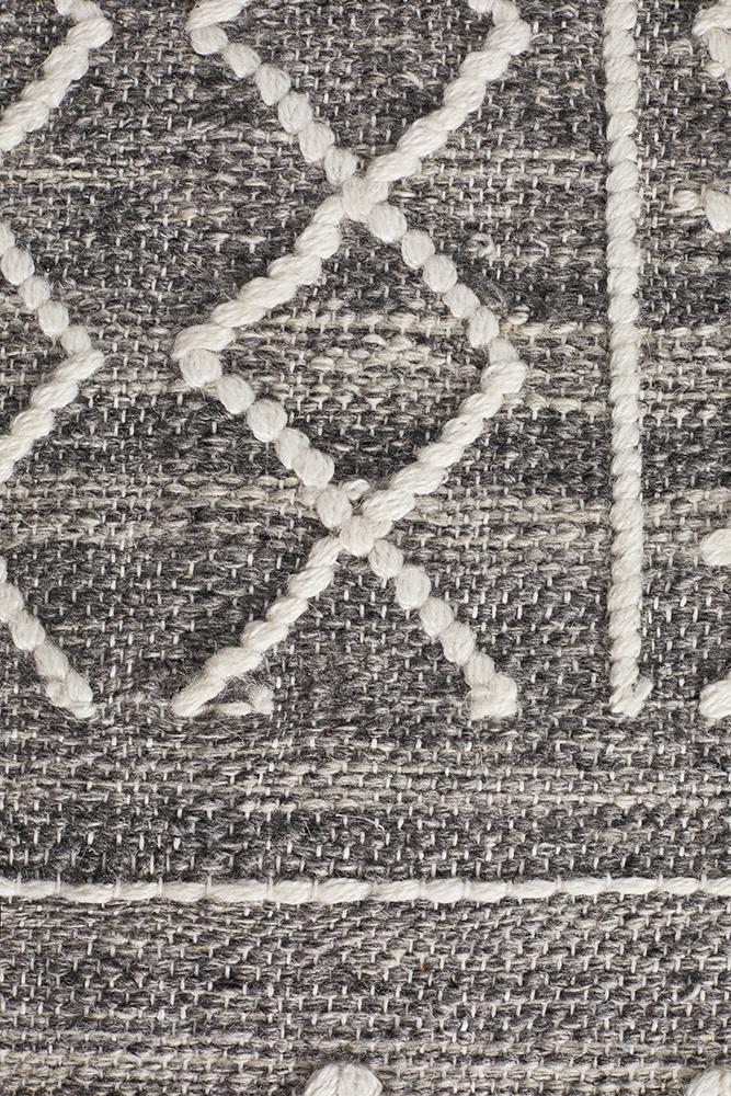 Arya Stitch Woven Rug Silver Grey.