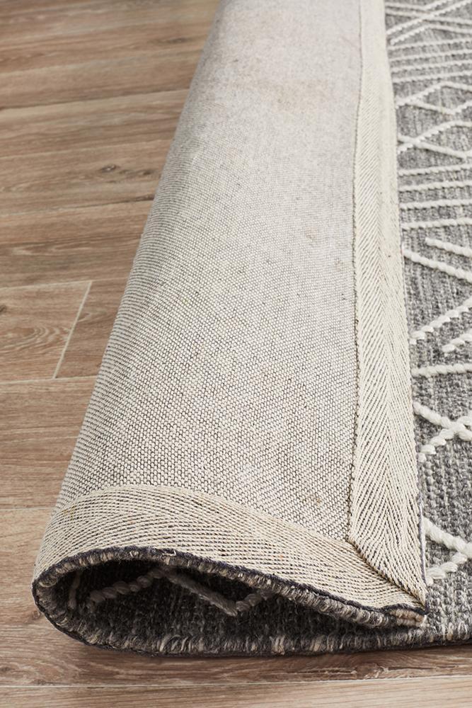 Arya Stitch Woven Rug Silver Grey.