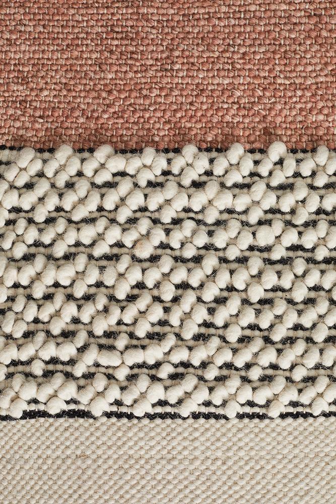 Esha Textured Woven Rug White Peach.