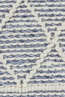 Albona Fringe Blue White Wool Rug.