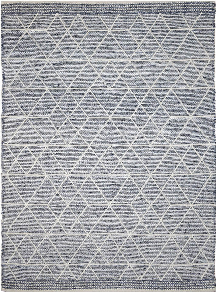 Albona Blue White Wool Rug.