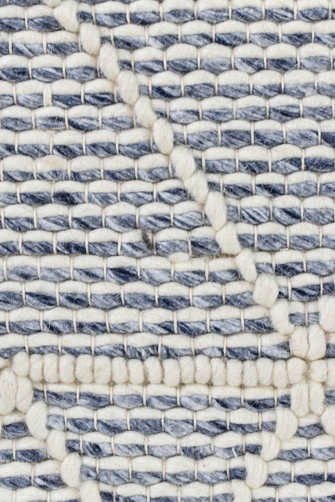 Albona Blue White Wool Rug.