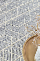 Albona Blue White Wool Rug.