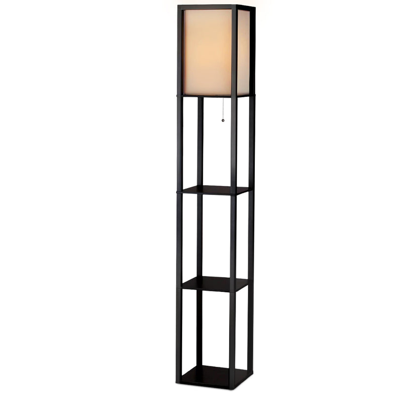 Led Floor Lamp Shelf Vintage Wood Standing Light Reading Storage Bedroom.