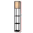 Led Floor Lamp Shelf Vintage Wood Standing Light Reading Storage Bedroom.