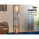 Led Floor Lamp Shelf Vintage Wood Standing Light Reading Storage Bedroom.