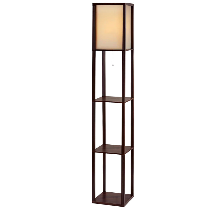 Floor Lamp Vintage Reding Light Stand Wood Shelf Storage Organizer Home.