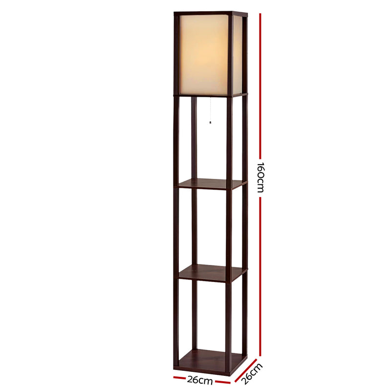 Floor Lamp Vintage Reding Light Stand Wood Shelf Storage Organizer Home.