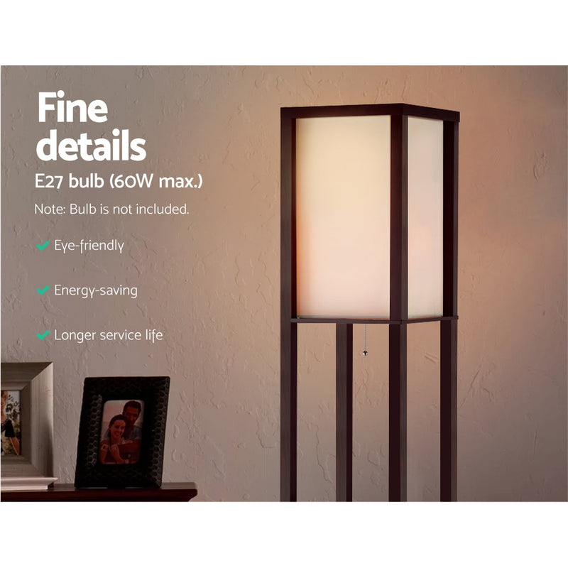 Floor Lamp Vintage Reding Light Stand Wood Shelf Storage Organizer Home.