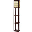 Floor Lamp LED Storage Shelf Standing Vintage Wood Light Reading Bedroom.