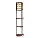 Floor Lamp LED Storage Shelf Standing Vintage Wood Light Reading Bedroom.