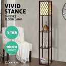 Floor Lamp LED Storage Shelf Standing Vintage Wood Light Reading Bedroom.