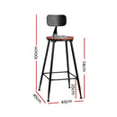Pinewood Metal Barstools (Set of 2) - Black and Wood