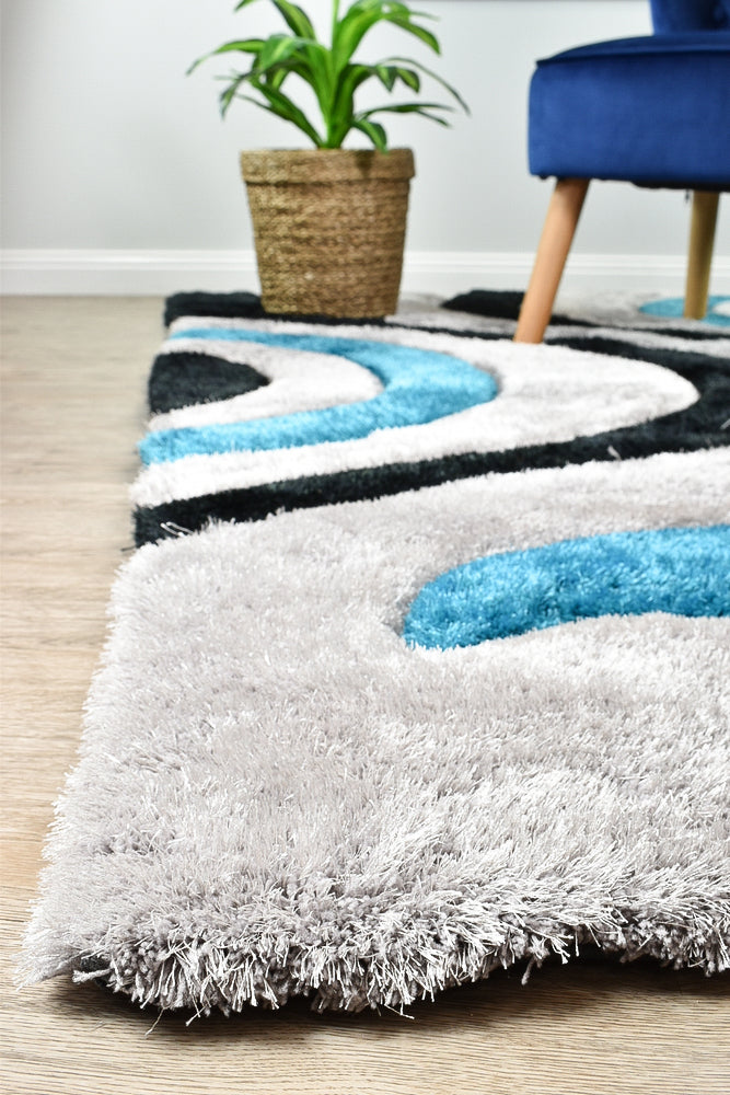 Florida Black Grey Turquoise Rug 883.