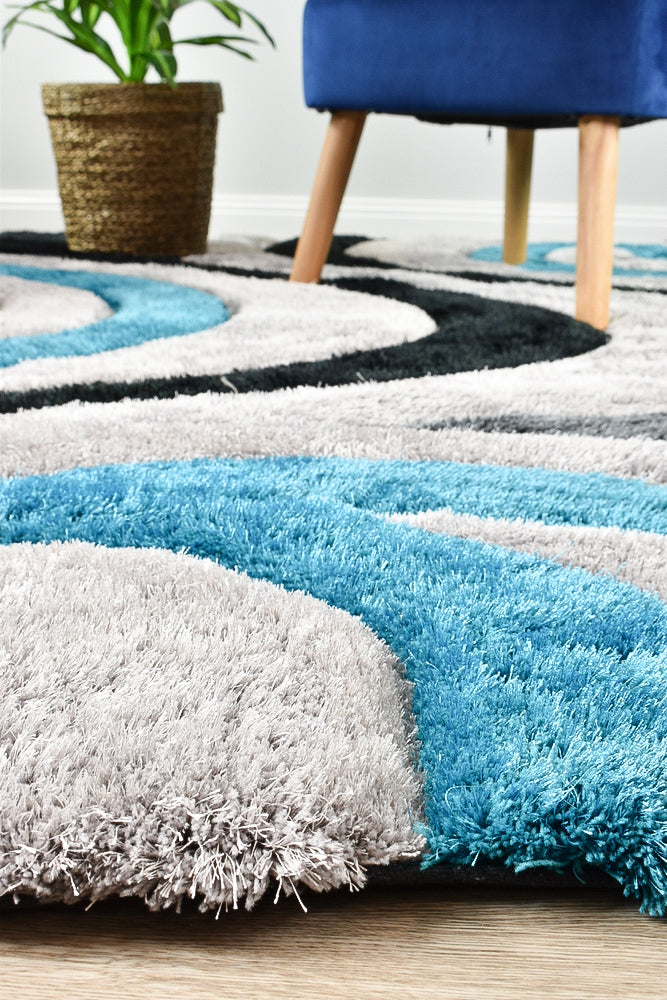 Florida Black Grey Turquoise Rug 883.