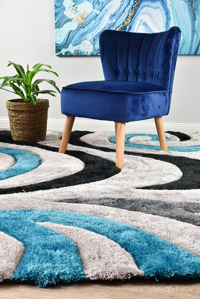 Florida Black Grey Turquoise Rug 883.