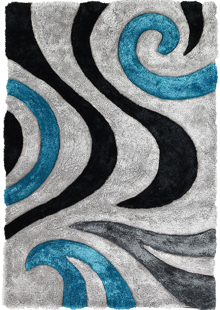 Florida Black Grey Turquoise Rug 883.